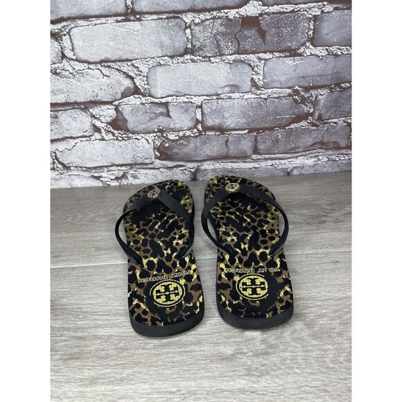 Tory Burch Animal Leopard Cheetah Print Black FlipFlops Sandals Women 9M US/40EU - Picture 12 of 16